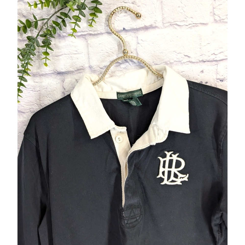 XL🖤Lauren Jeans Co Rugby Shirt Top 3/4 Sleeve BIG LRL RLL Embroidered Logo